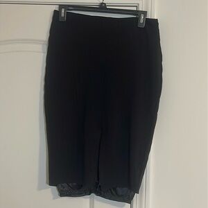 Mango MNG Suit Collection Black Kick Pleat Midi Lined Career Pencil Skirt Size S